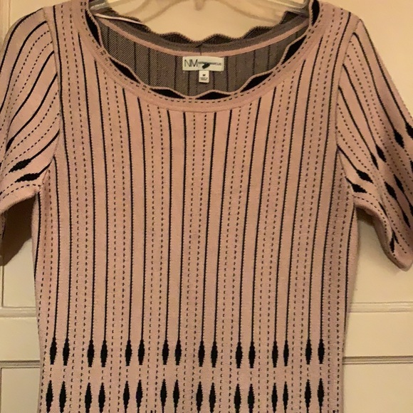 NEIMAN MARCUS PINK WITH BLACK KNIT DRESS SZ M - Picture 6 of 16
